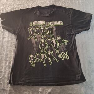 5 Seconds of Summer Pop Band Official T-Shirt Size XL Black Cotton Short Sleeves
